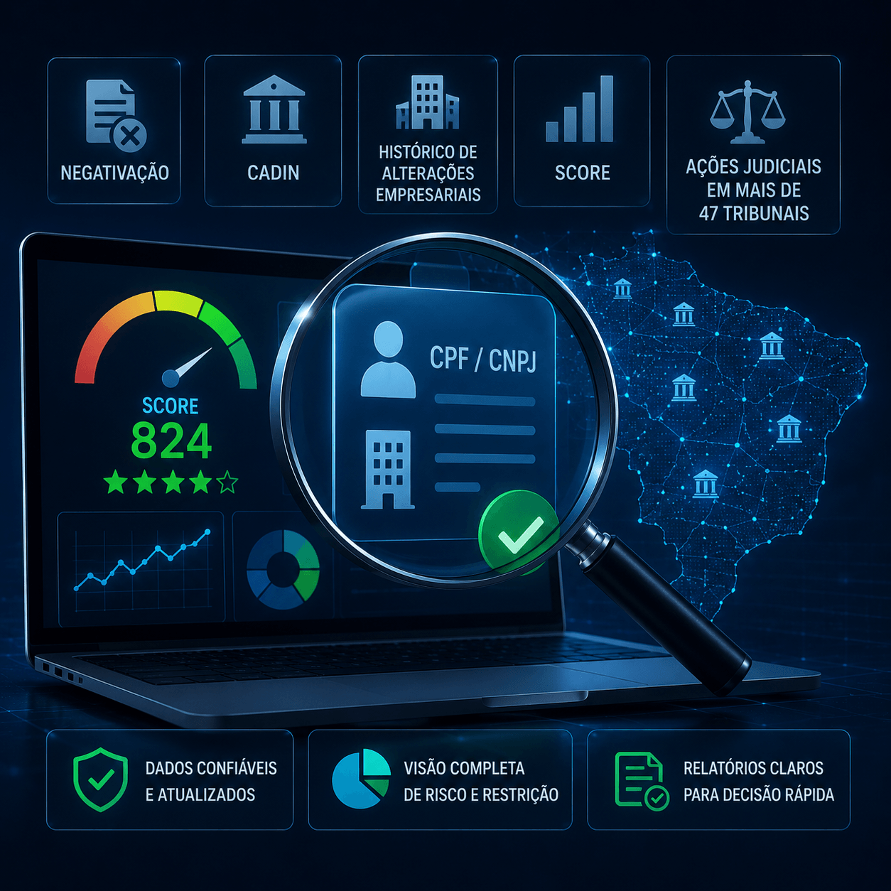 Painel de soluções da Relinq Score